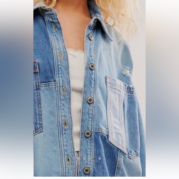 Free People NWT Mountain Roads Shirt Size Medium in Mixed Combo - Picture 5 of 16